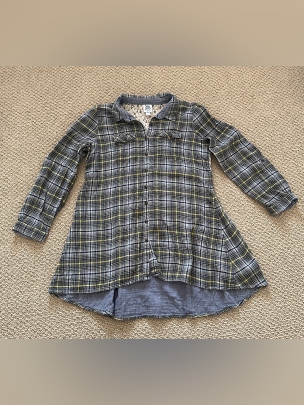 Ivy Jane plaid and lace flannel button down